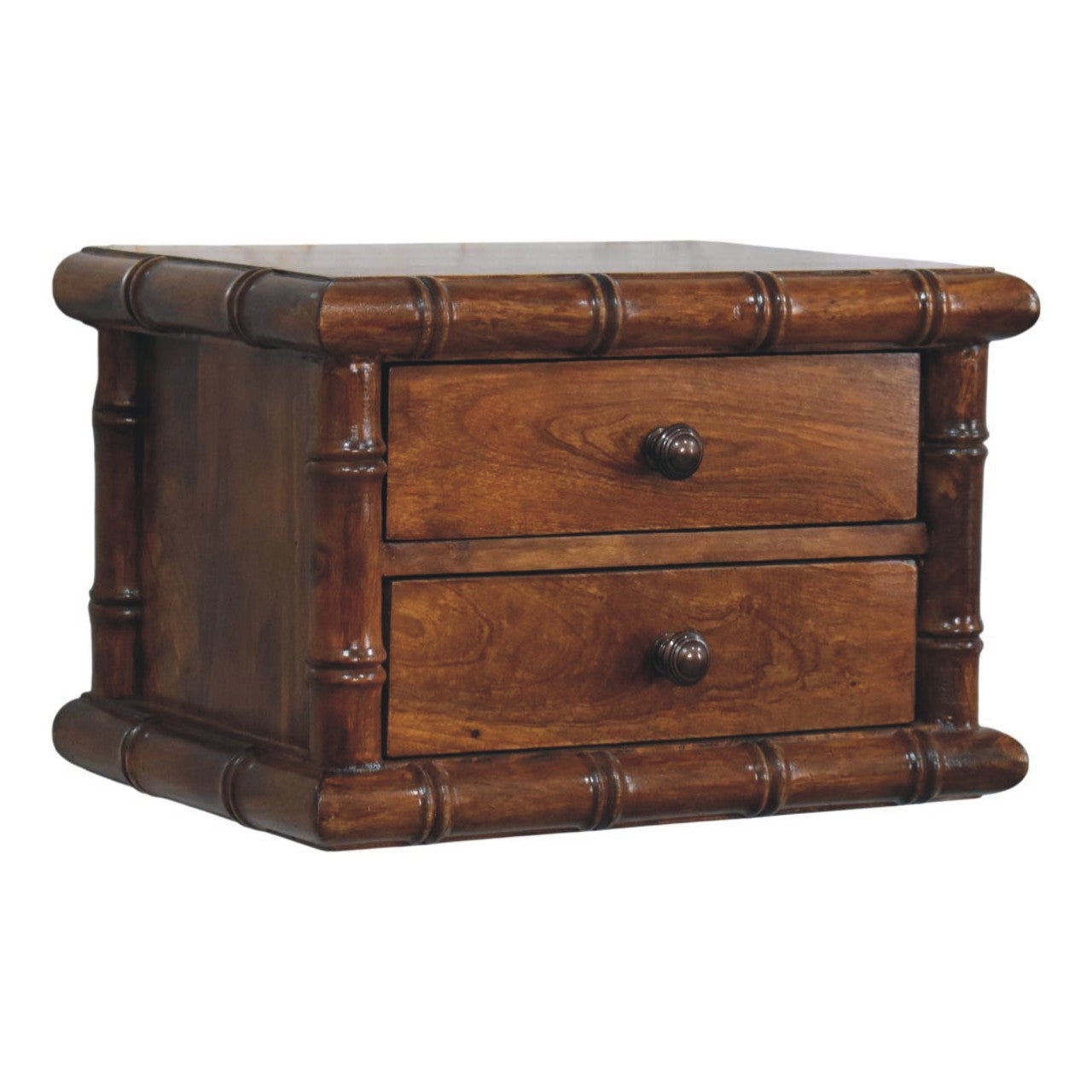 Bamboo Two Drawer Wall-Mounted Bedside
