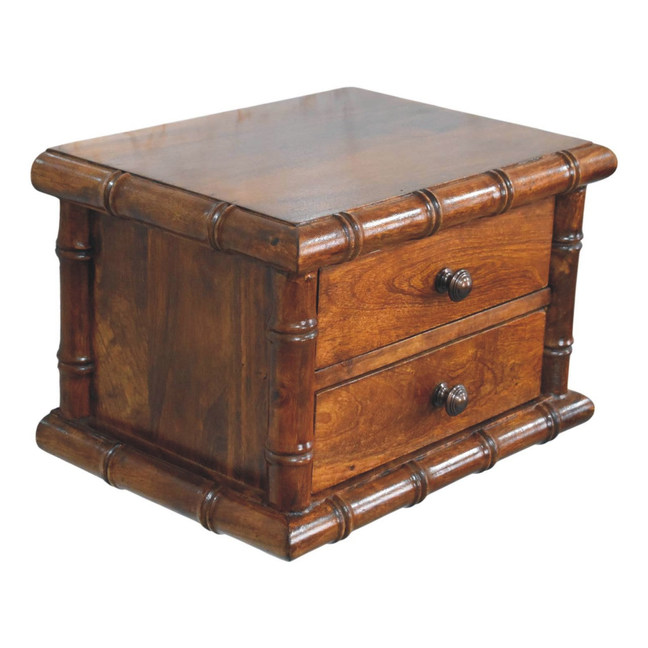 Bamboo Two Drawer Wall-Mounted Bedside