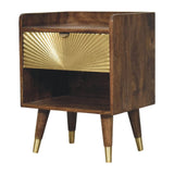 Sunburst Brass Inlay Bedside Table
