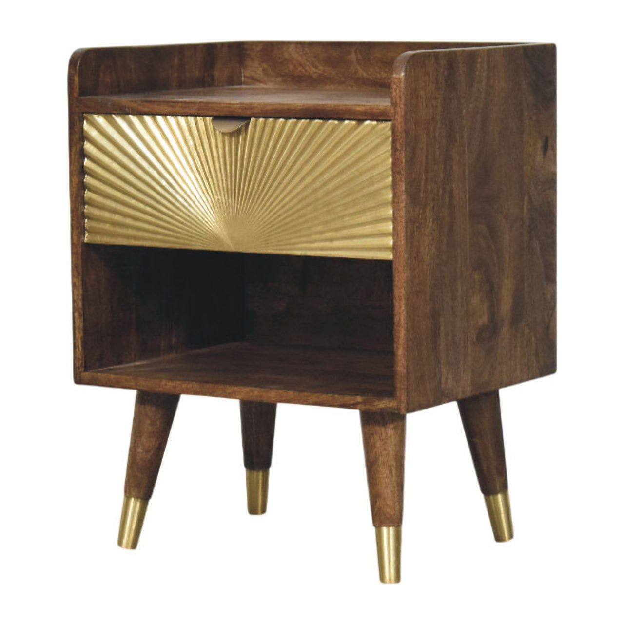 Sunburst Brass Inlay Bedside Table