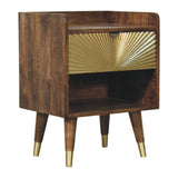 Sunburst Brass Inlay Bedside Table