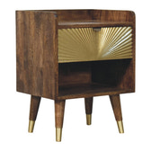 Sunburst Brass Inlay Bedside Table