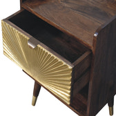 Sunburst Brass Inlay Bedside Table