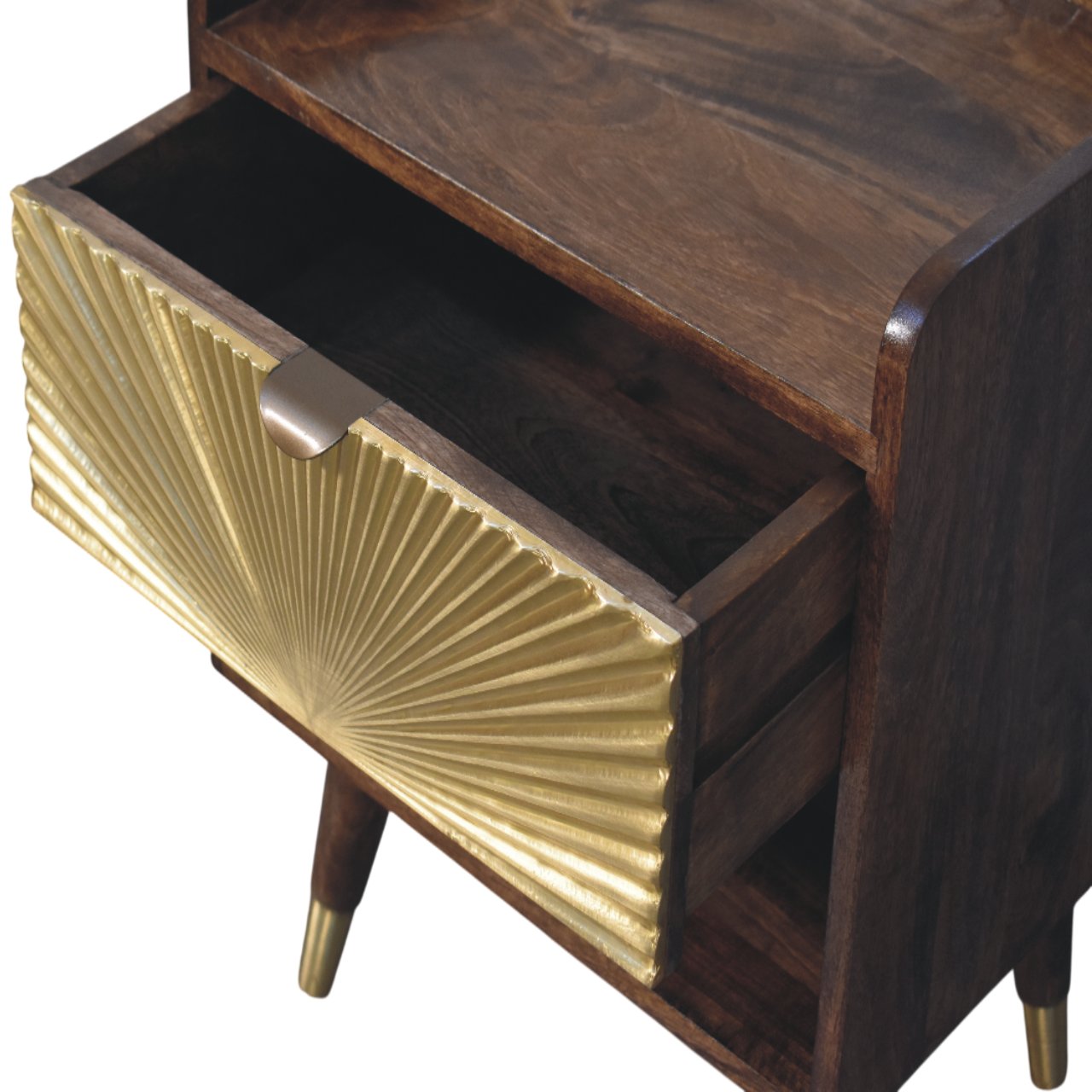 Sunburst Brass Inlay Bedside