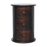 California Walnut Drum 3 Drawer Chest