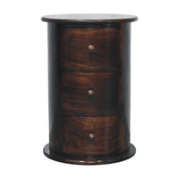 California Walnut Drum 3 Drawer Chest