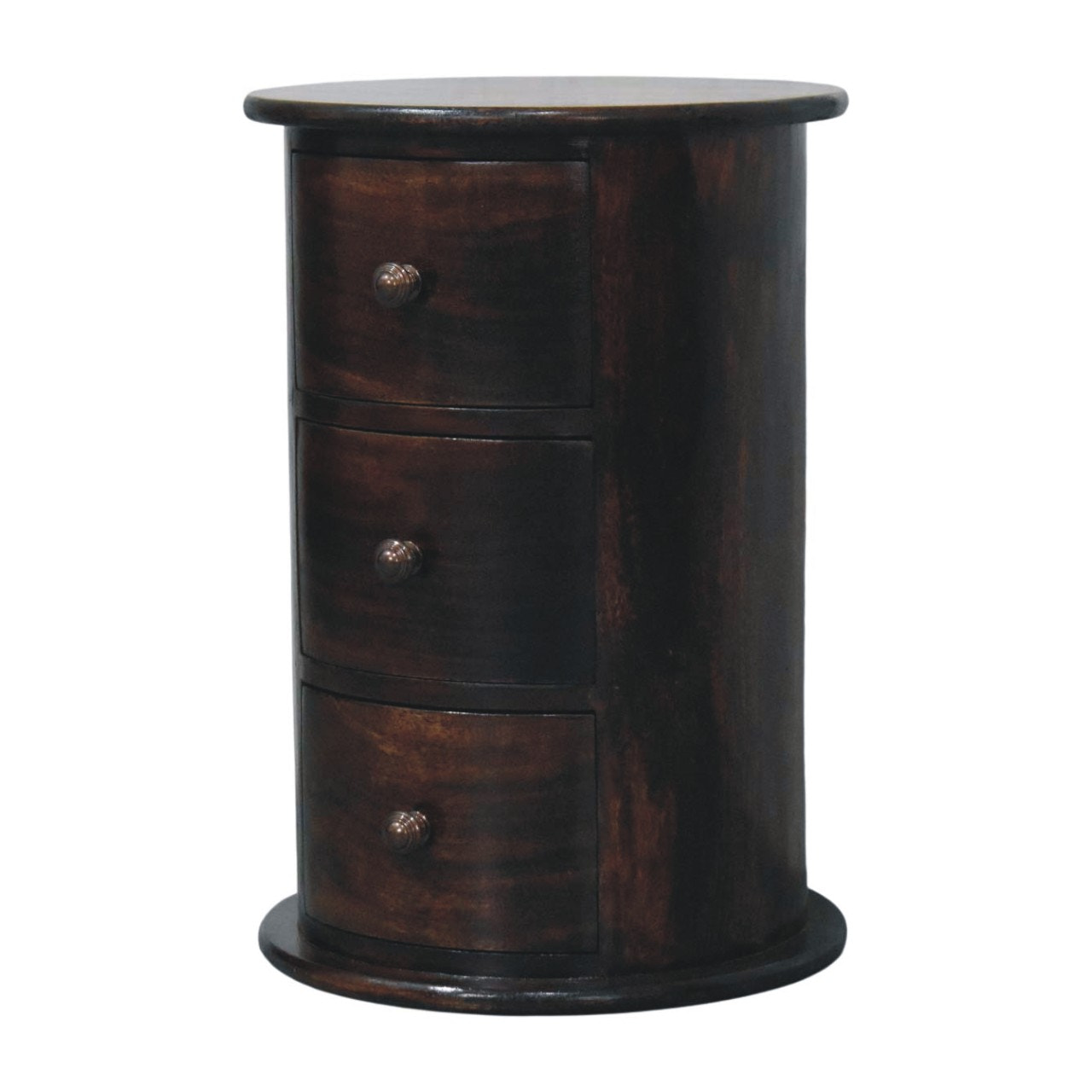 California Walnut Drum 3 Drawer Chest