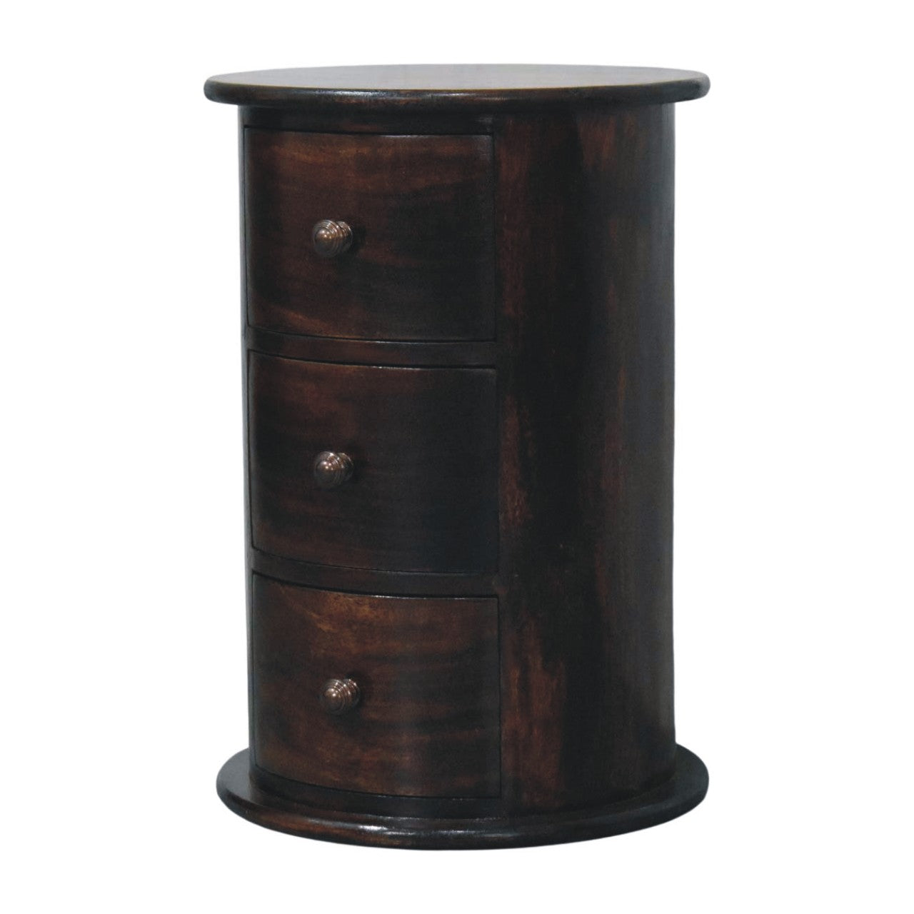 California Walnut Drum 3 Drawer Chest