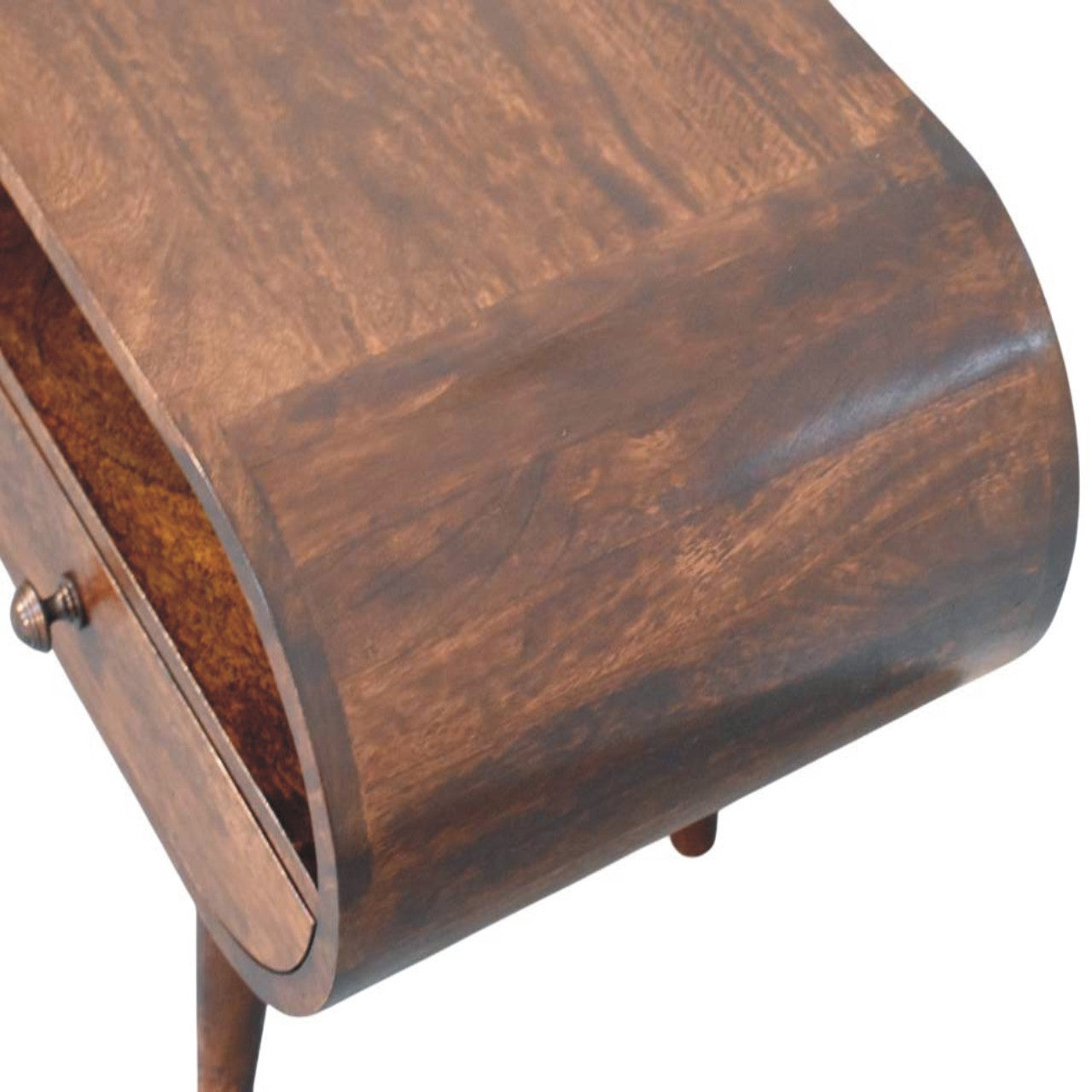 Walnut Curved Two Drawer Media Unit