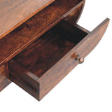 Walnut Curved Two Drawer Media Unit