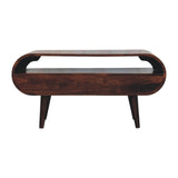 Walnut Curved Two Drawer Media Unit