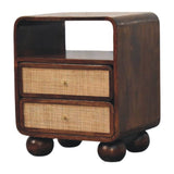 California Walnut Rattan Bedside