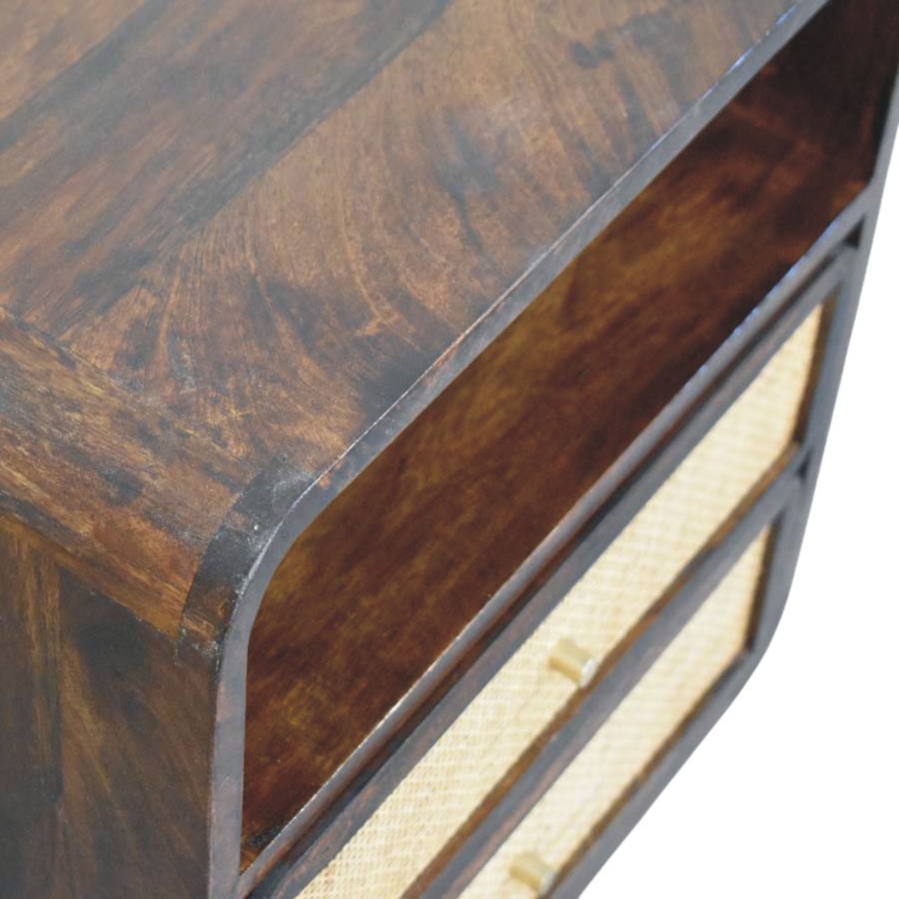 California Walnut Rattan Bedside