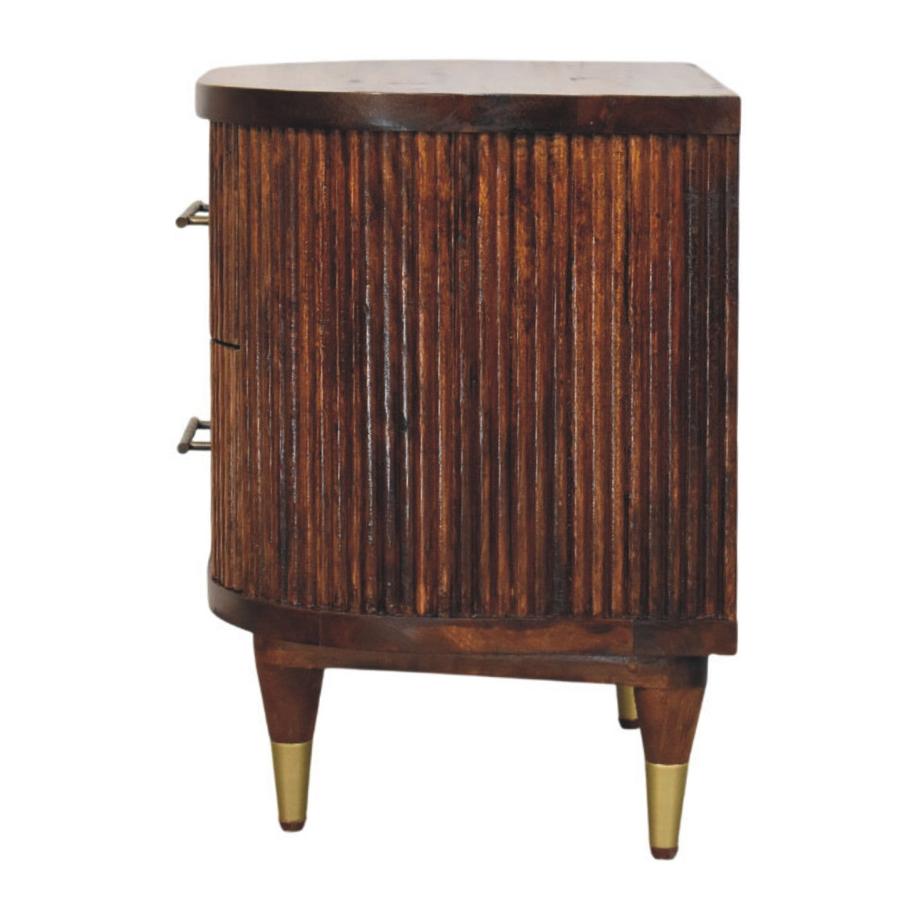 Ribbed Bedside with Brass Handles