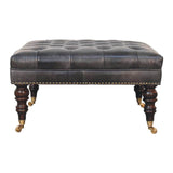 Black Leather Upholstered Ottoman