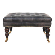 Black Leather Upholstered Ottoman