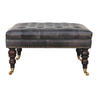 Black Leather Upholstered Ottoman