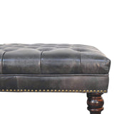 Black Leather Upholstered Ottoman