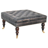 Black Leather Upholstered Ottoman