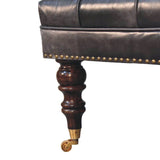 Black Leather Upholstered Ottoman