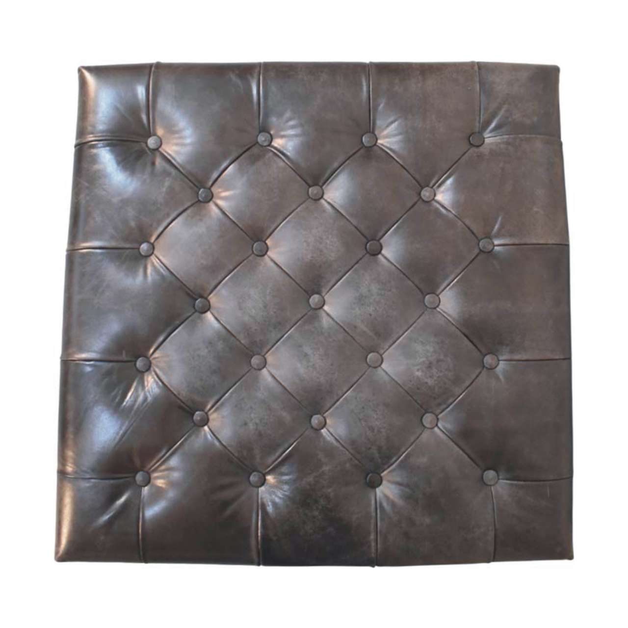Black Leather Upholstered Ottoman