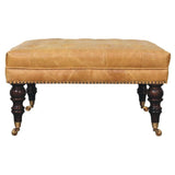 Tan Leather Upholstered Ottoman