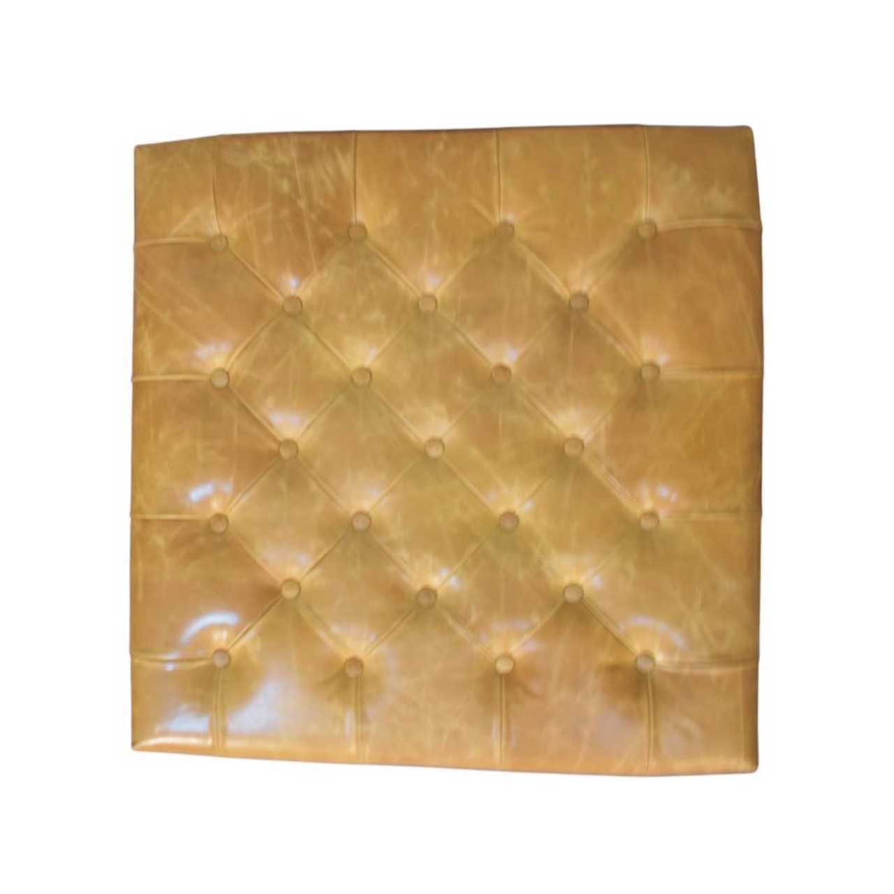 Tan Leather Upholstered Ottoman