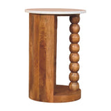 Marble-Top Spindle Side Table