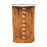 Marble-Top Spindle Side Table