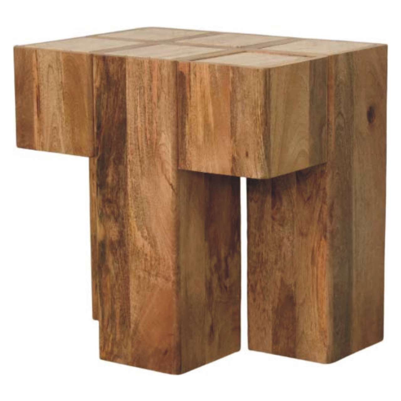 Travertine Top Block Side Table