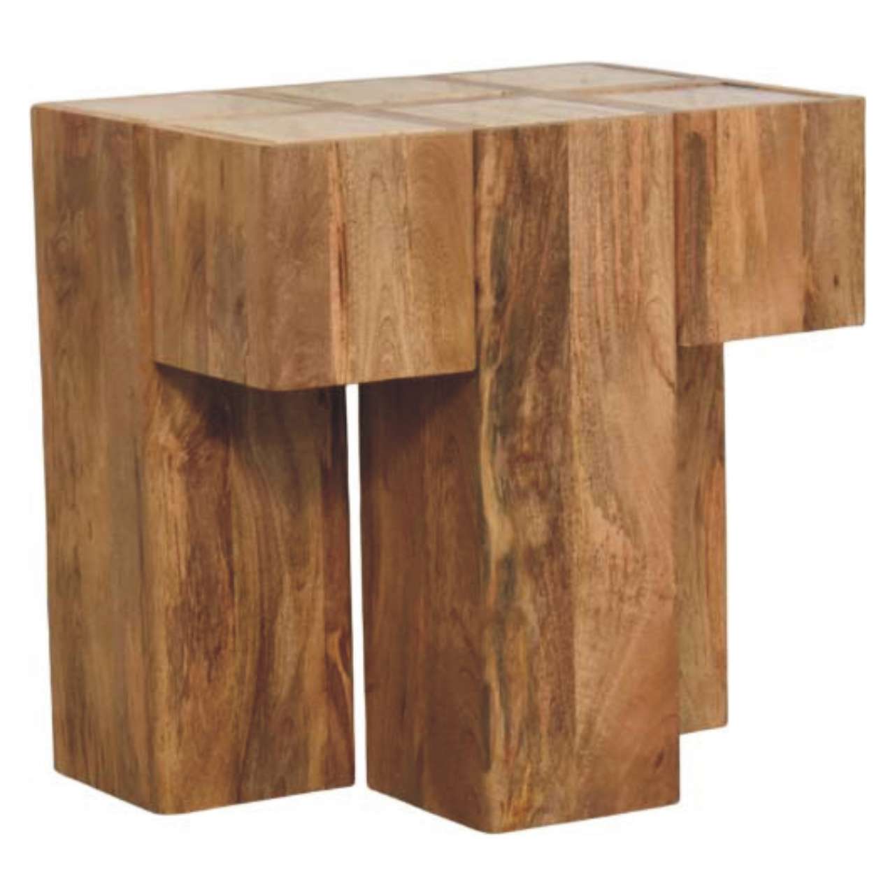 Travertine Top Block Side Table