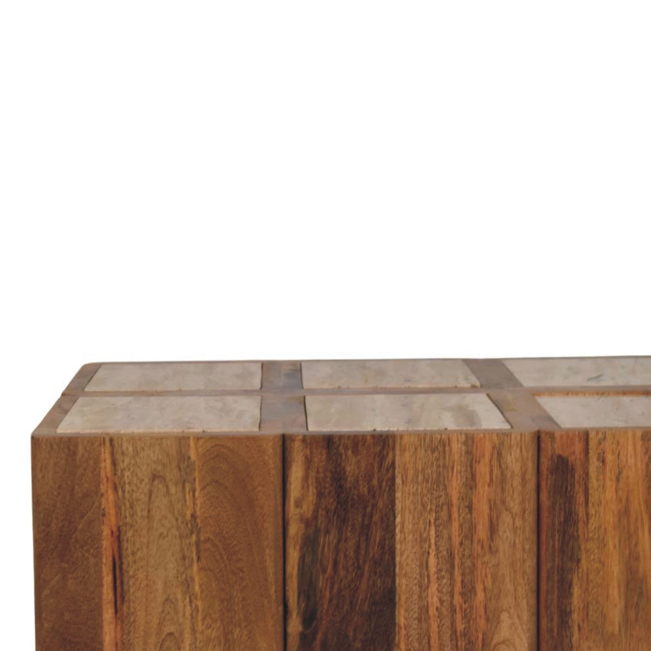 Travertine Top Block Side Table