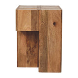 Travertine Top Block Side Table