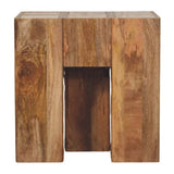 Travertine Top Block Side Table