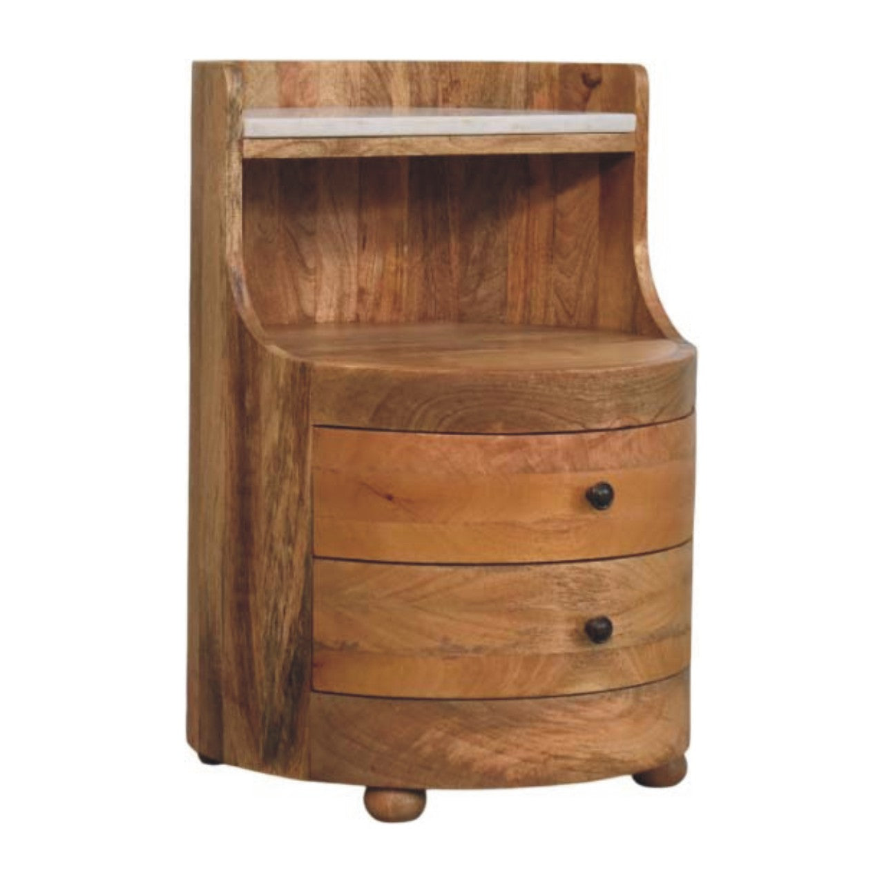 Curved Bedside with Marble Top
