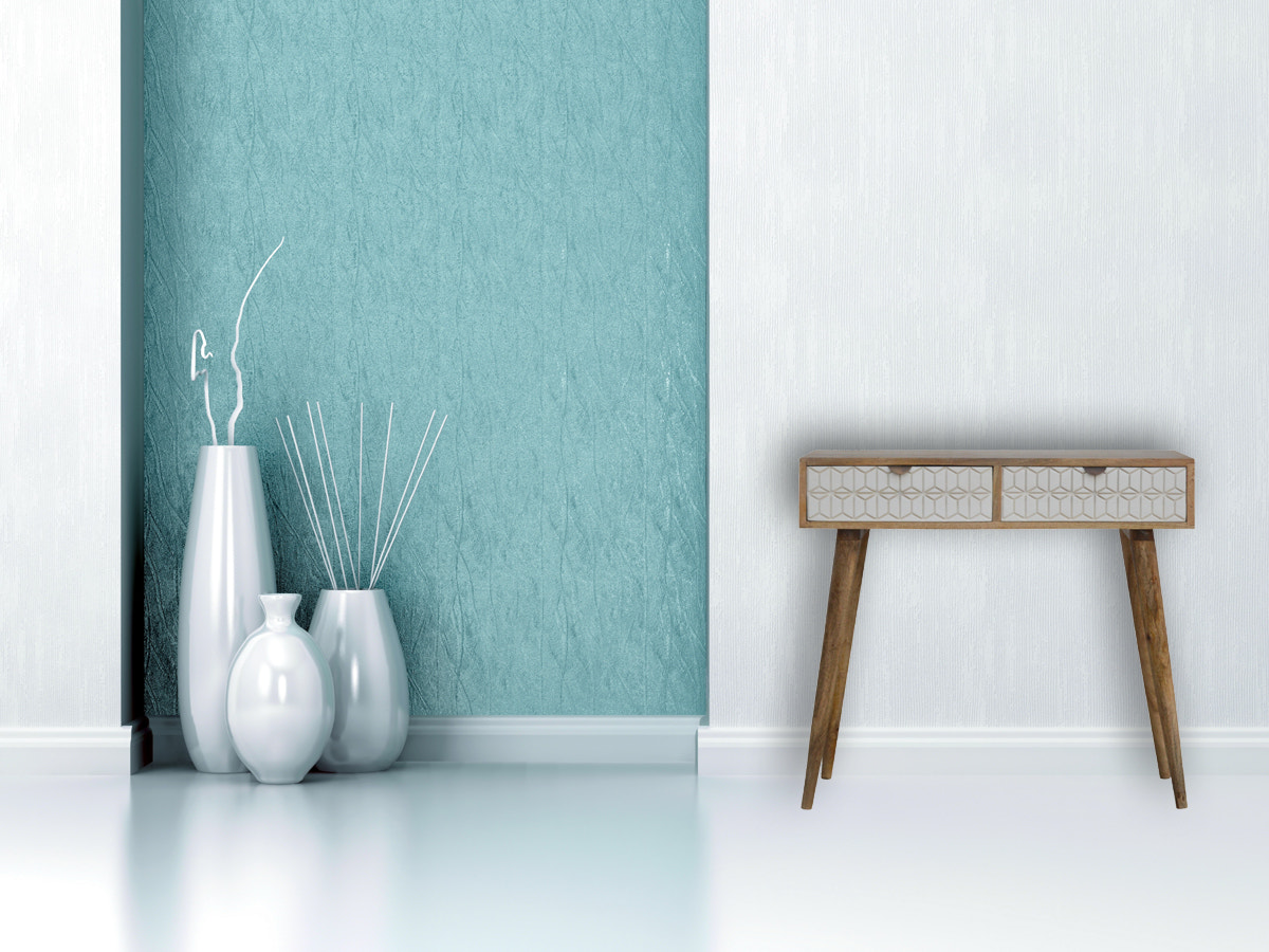 Sleek White Carved Console Table | Hand-Carved