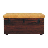 Tan Leather Storage Trunk Bench