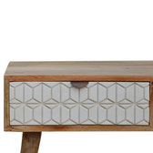 Sleek White Carved Coffee Table | Hand-Carved