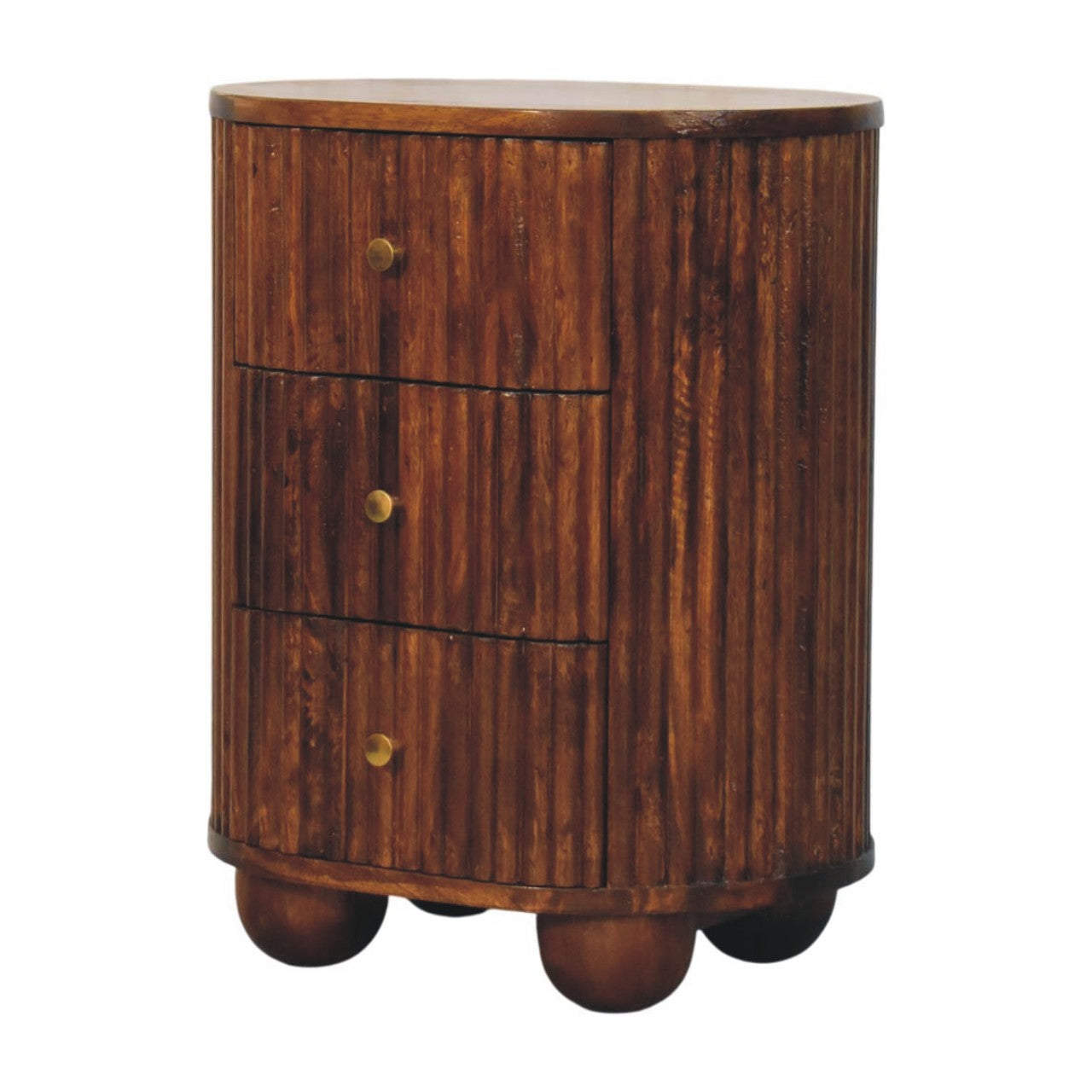 Curved Fluted Bedside Chest