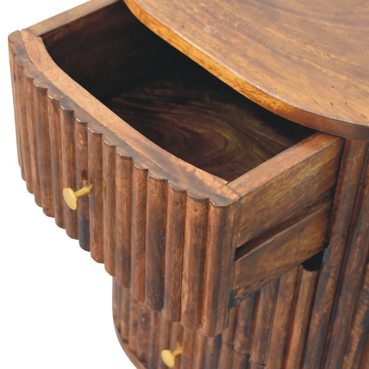 Curved Fluted Bedside Chest