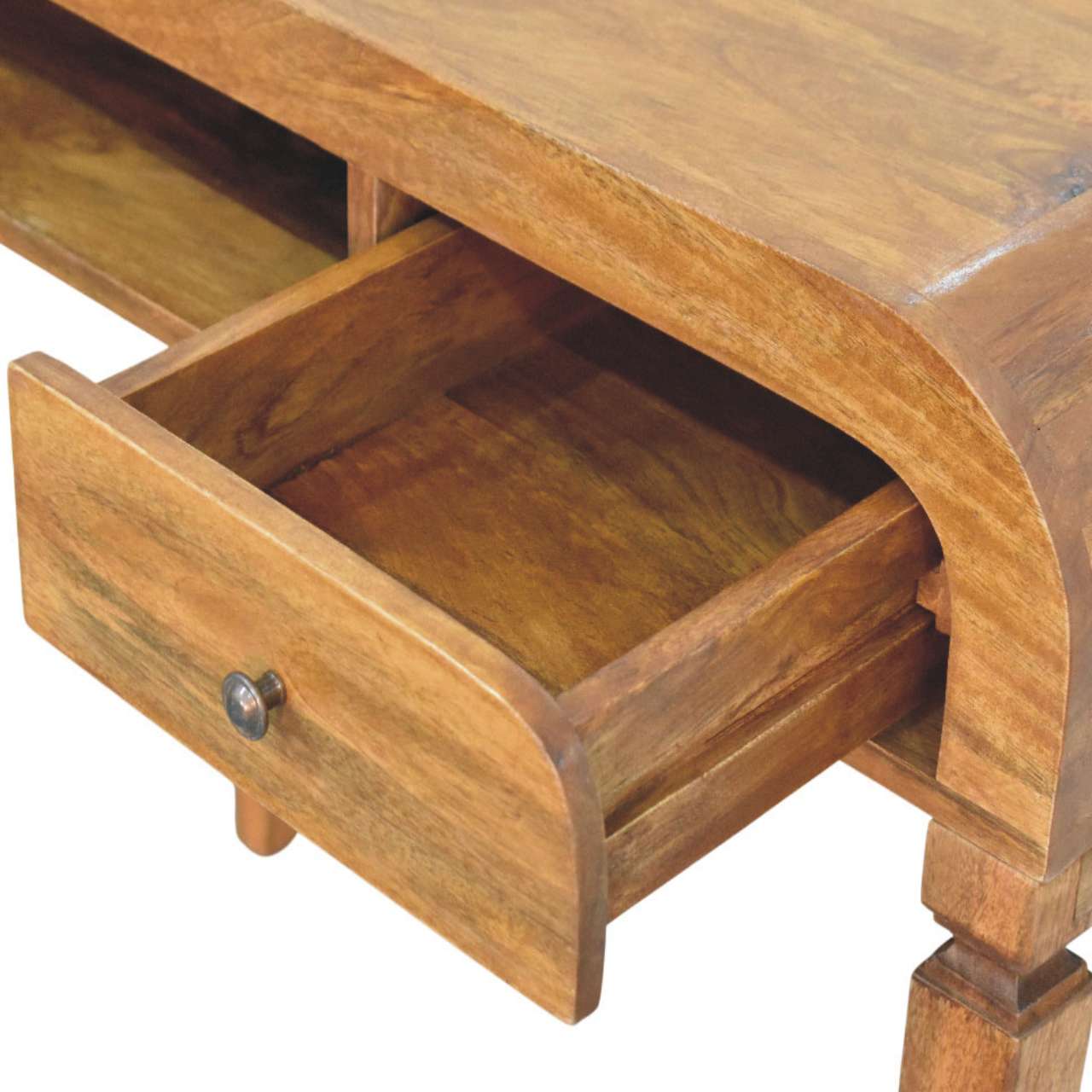Curved Open Shelf Writing Desk