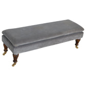 Grey Velvet Bench with Castor Feet | Cotton Velvet