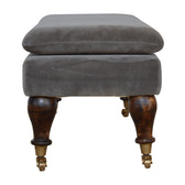 Grey Velvet Bench with Castor Feet | Cotton Velvet