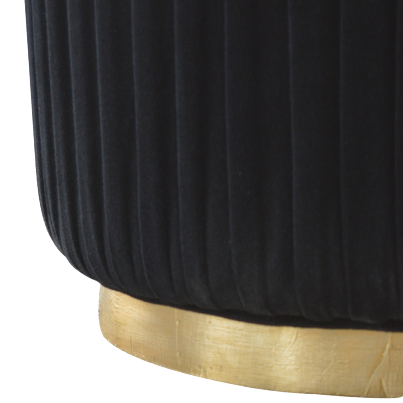 Black Velvet Pleated Footstool | Cotton Velvet