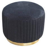 Black Velvet Pleated Footstool | Cotton Velvet