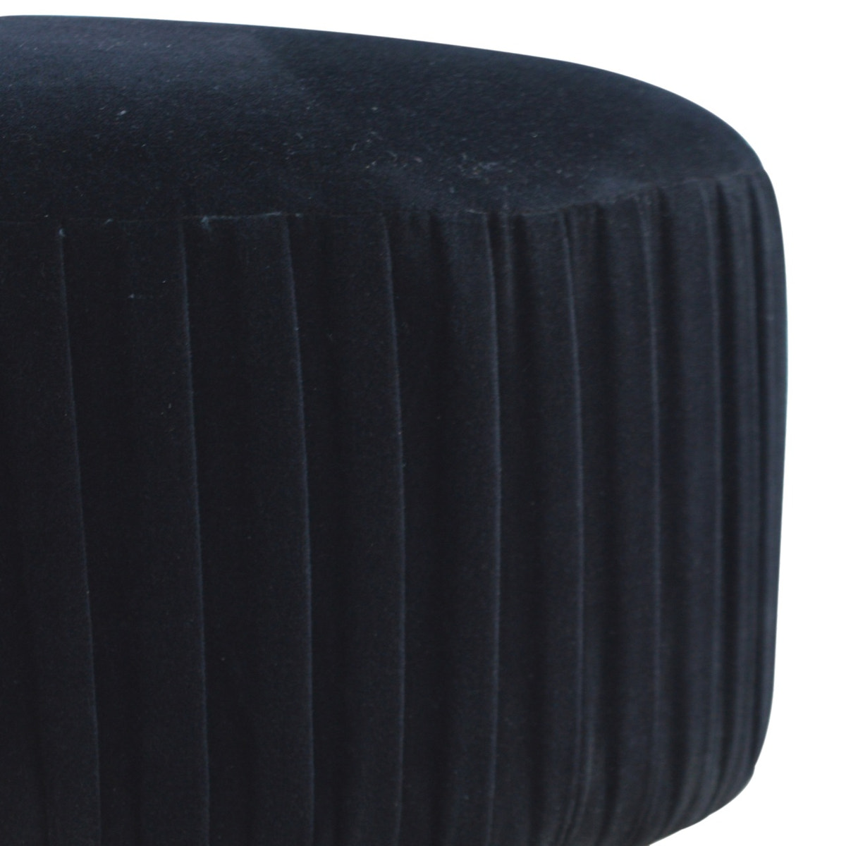 Black Velvet Pleated Footstool | Cotton Velvet