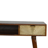 Sunrise Gold Carved Writing Desk | Chestnut Mango Wood Hand-Carved
