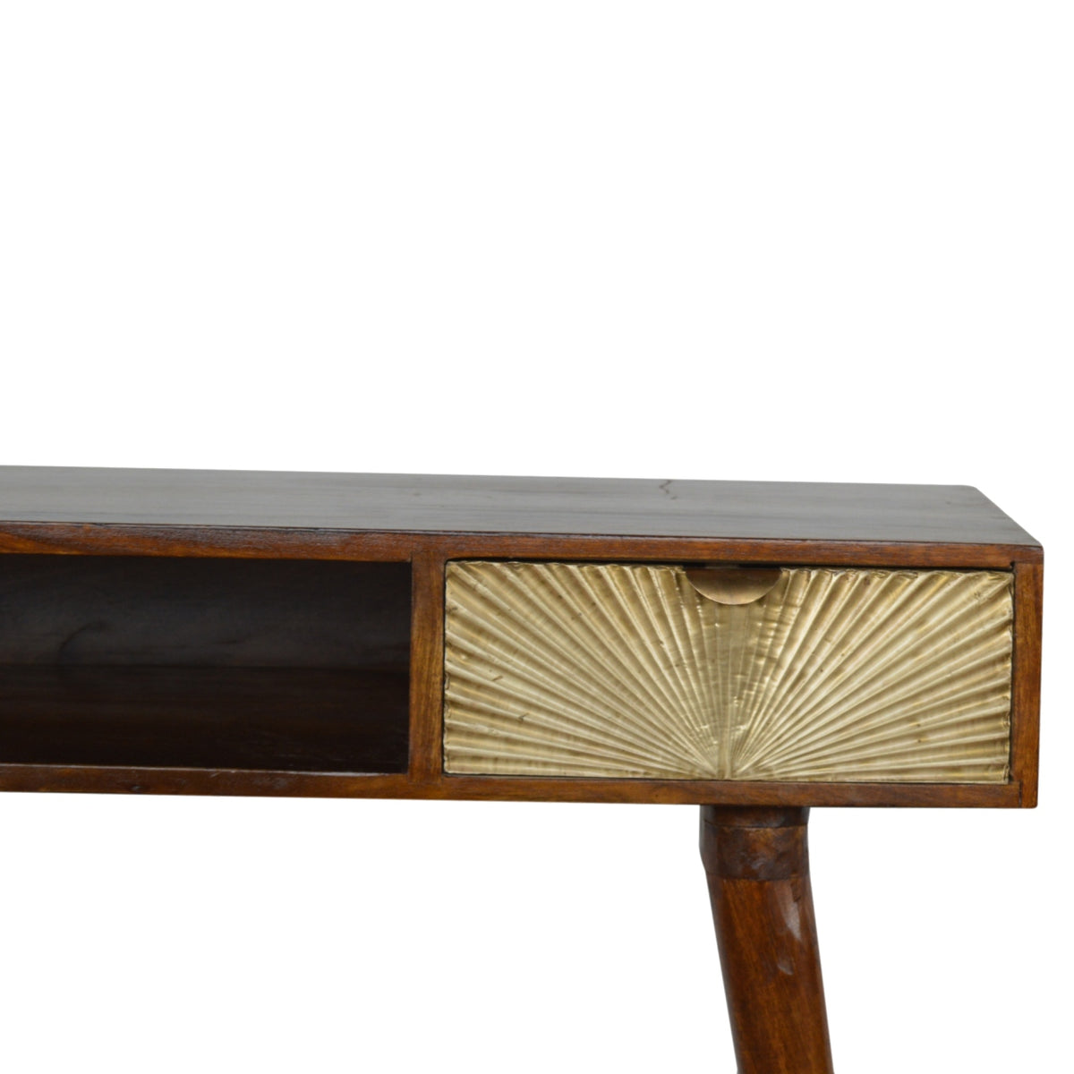 Sunrise Gold Carved Writing Desk | Chestnut Mango Wood Hand-Carved