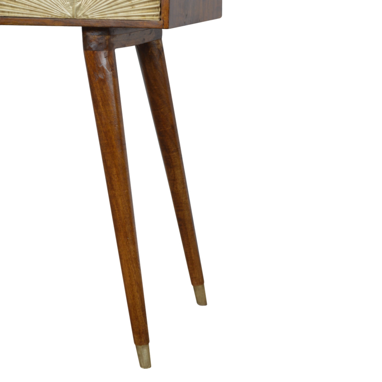 Sunrise Gold Carved Writing Desk | Chestnut Mango Wood Hand-Carved