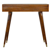 Sunrise Gold Carved Writing Desk | Chestnut Mango Wood Hand-Carved